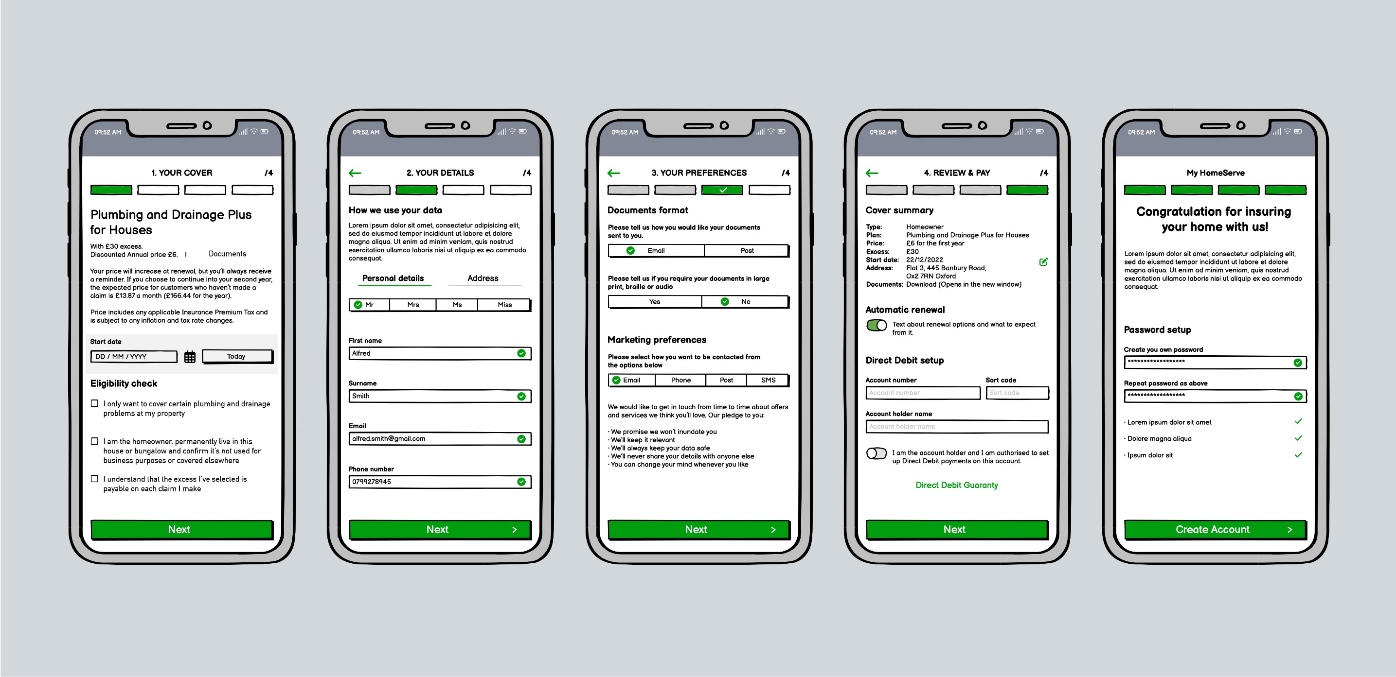 Clickable low-fidelity prototype for checkout flow validation